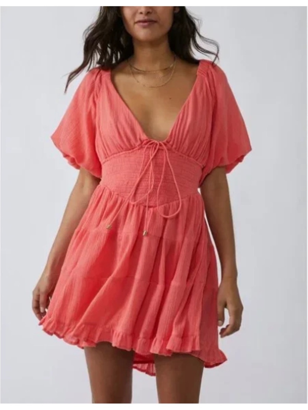 Free People Women's Perfect Day Mini Dress in Watermelon Size Large